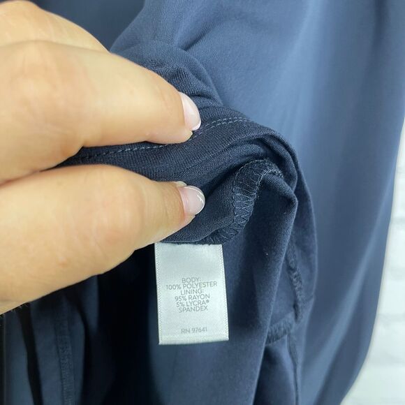 J Jill Wearever Collection Tunic Dress Small Navy Blue Sheer Minimalist Preppy - Picture 7 of 14